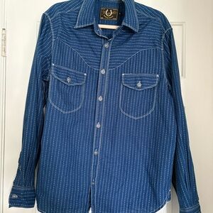Freenote cloth ranch wear  Blue Striped Western Dress Shirt - Long Sleeve